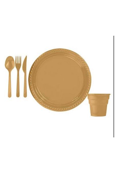 Party Country Gold Plastic Plate Set for 25 Persons
