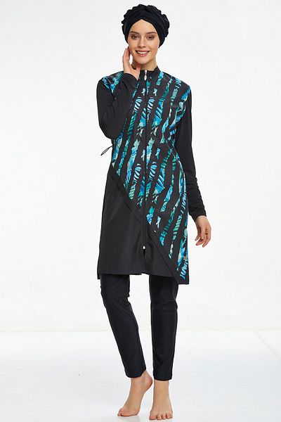Adasea Patterned Hijab Swimsuit