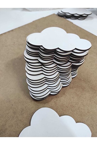 PLANET PASD Beyaz Süs Bulut Mdf 10'lu 11cmx7 Cm