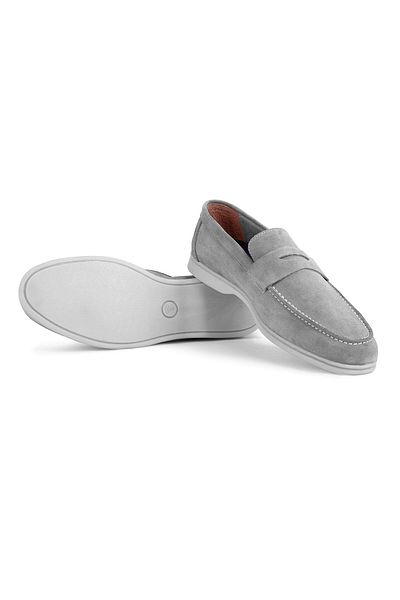 Ducavelli Pantofi ocazional bărbați din piele naturală Ante piele de căprioară pantofi loafer gri