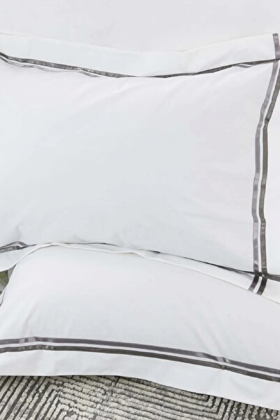 Karaca Home Valse Saten Percale Double Duvet Cover Set Striped Gray