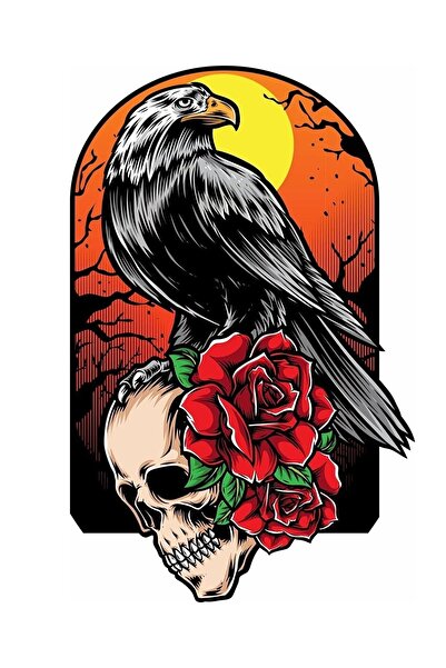 MegaSticker النسر والجمجمة 15x10 سم دراجة نارية خوذة كمبيوتر محمول و 0to ملصق