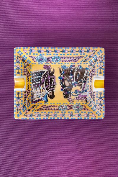 Bursa Porselen Dekor Yellow Bohemian Gold Gilded Large Size Porcelain Ash Tray