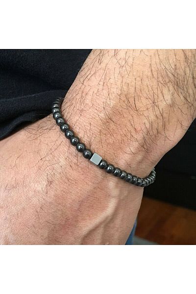 Padore Accessory Men's - Hematite Detail Elegant Natural Stone Bracelet| Power Stone > Handmade