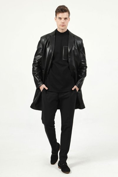 Dericlub E2031 Genuine Leather Men's Trench Coat