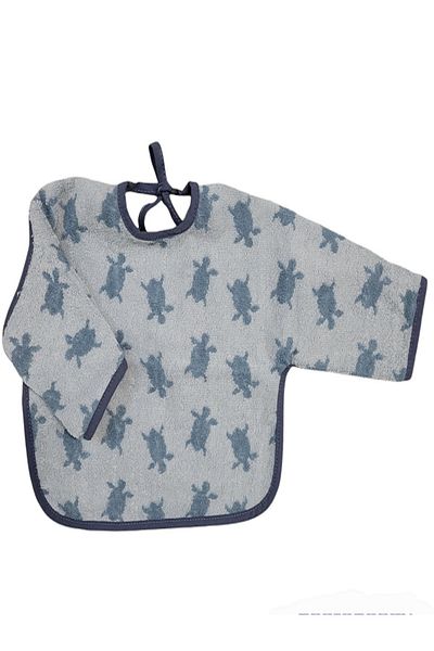 Alpar Tekstil 6-24 Months Blue Polka Dot Baby Towel - Cotton Sleeves Baby Bib for Boys and Girls