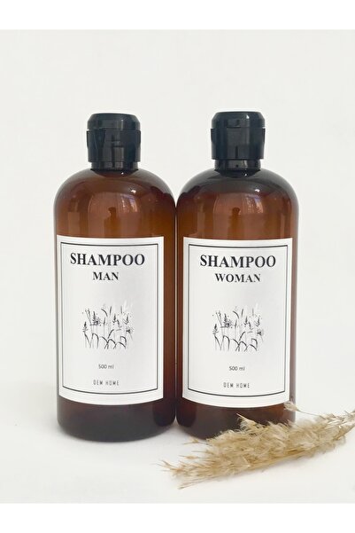 Dem Home Amber Cam Görünümlü Plastik Sabunluk Banyo 2li Woman&man Şampuan Şiş...