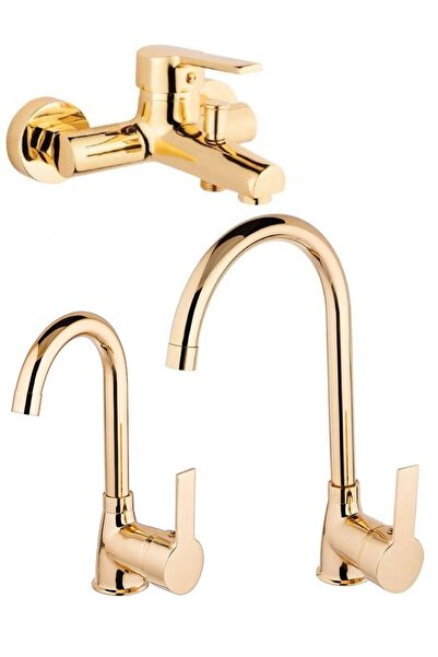 KCA ARMATÜR Kca Gold Altın Mutfak Eviye, Lavabo Ve Banyo Bataryası Musluğu Çe...