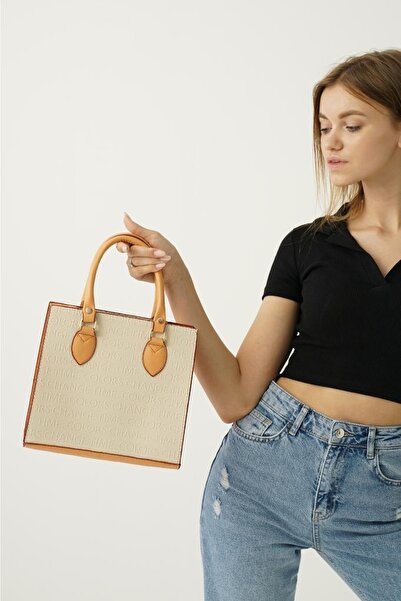 Top All BAG حقيبة يد وكتف نسائية كريمية مع محفظة