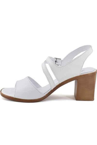 BRGL În interior-exterior, piele naturală, talpă anatomică, cu toc gros, pantofi albi deschisi