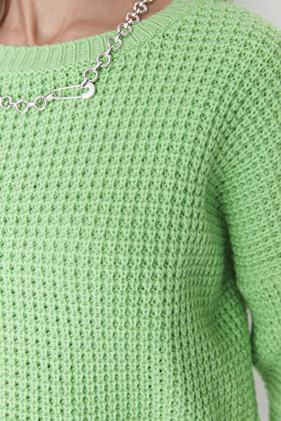 Trendyol Collection Zelený Wide Fit Crop pletený svetr - Twoaw23Kz01193