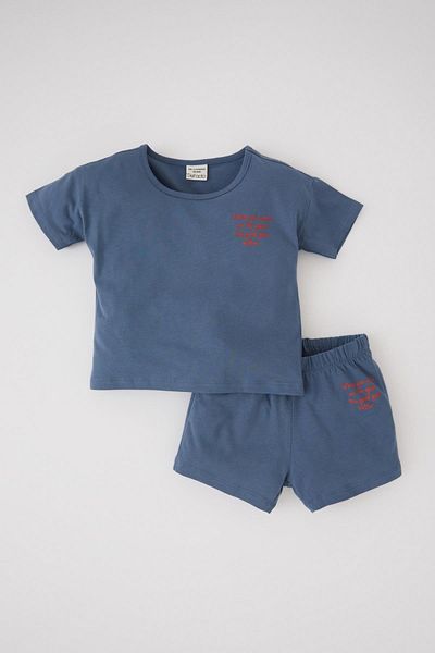DeFacto Baby Boy Printed Short Sleeve T-Shirt Shorts Set of 2