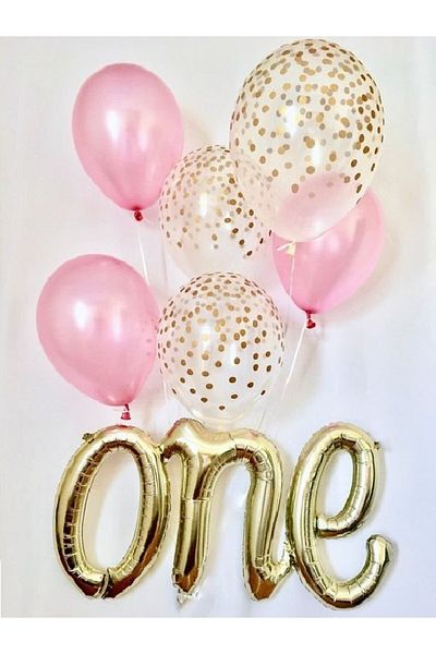Ekin Süs One Gold Girl Foil Balloon Set