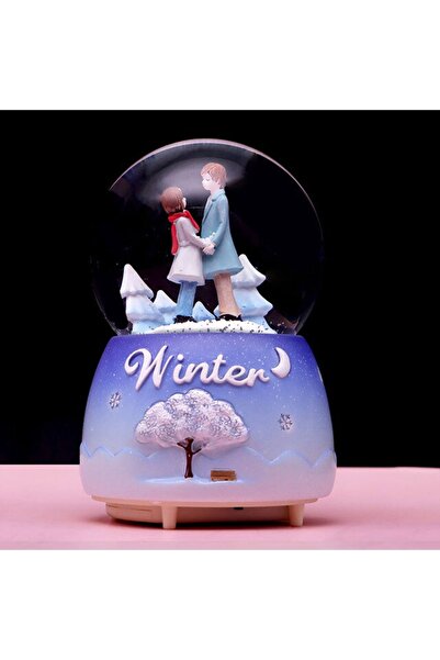 keyfim shop Winter Püskürtmeli Işıklı Ve Müzikli Büyük Boy Kar Küresi