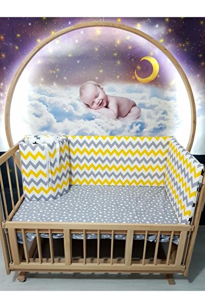 bebek_iklimi 60x120 Baby Crib Guard Set Zigzag Pattern 4 Pieces