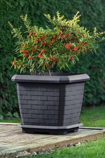 SERİNOVA polivahome Hk03 Hisar Kare Saksı Açık Gri 25,5 Litre