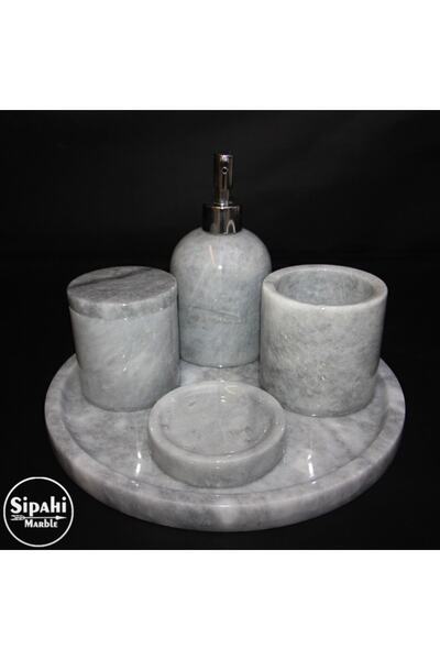 Genel Markalar Gri Mermer 5 Parça Banyo Seti
