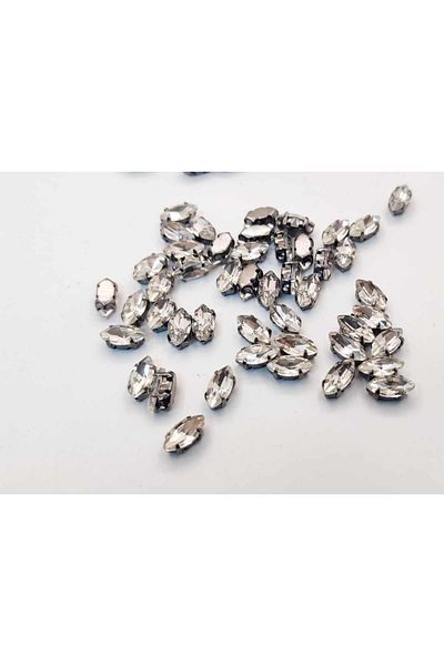yiğit aksesuar 5x10 (1 cm) Θήκη Strut Shuttle Glass Stone Μαύρη θήκη Λευκή πέτρα 100 τεμάχια