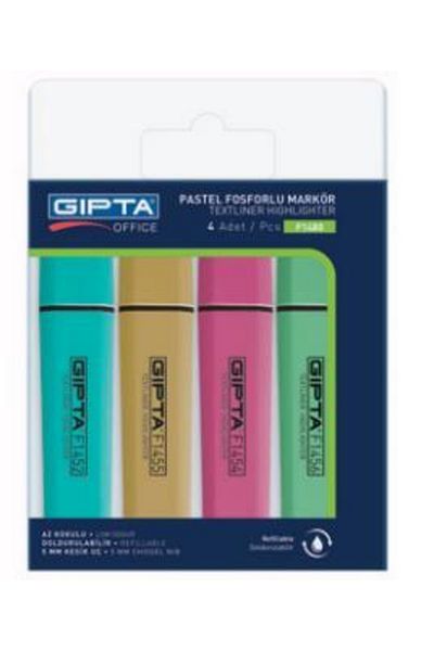 Gıpta Ambalaj Highlighter Set Pastel 4 Colors F1480 / Gıpta