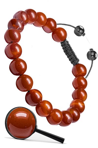 Tesbih Atölyesi Aaa Quality Certified Natural Red Yemen Agate Stone Bracelet