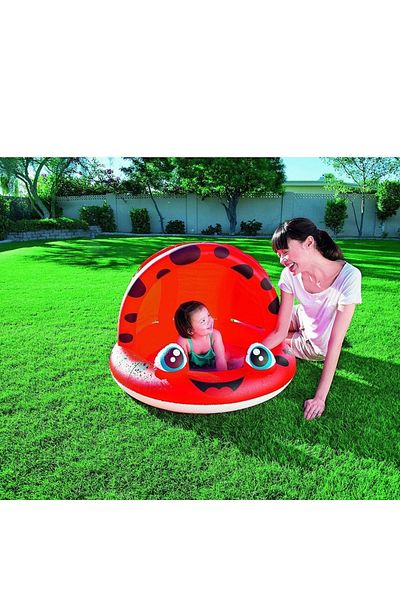 BESTWAY Children's Pool with Frog Figure and Half Canopy Red 52189