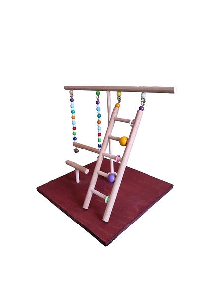 Wooden Bird ملعب الببغاء الملون (بني)
