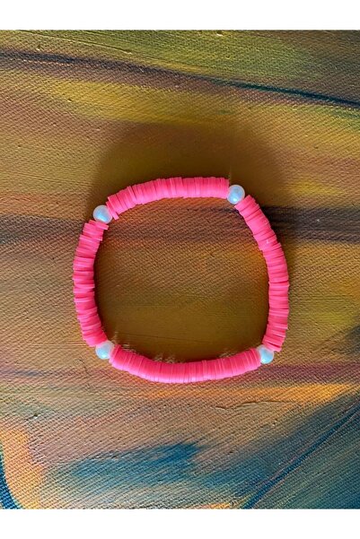 Genel Markalar Inci Detaylı Pembe Fimo Boncuk Halhal,boncuk Halhal,fimo Boncuk