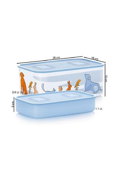 Tupperware 1.1-2.9 Lt Water AnimalS 2-piece Storage Container with Tight lid