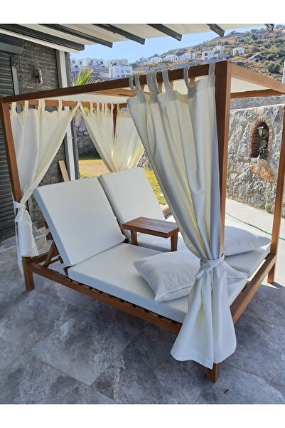 ÖzkeDekor Ahşap Loca Sehpalı Şezlong Lüx Bahçe Yatağı
