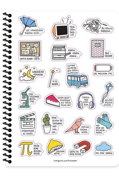 KESKİN COLOR Feeling Things A4 80 Sheets Notebook with Lined Spiral Sticker
