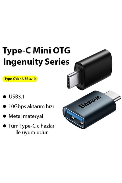 Baseus Adaptor Ingenuity Mini OTG tip C la USB 3.1-negru ZJJQ 000001