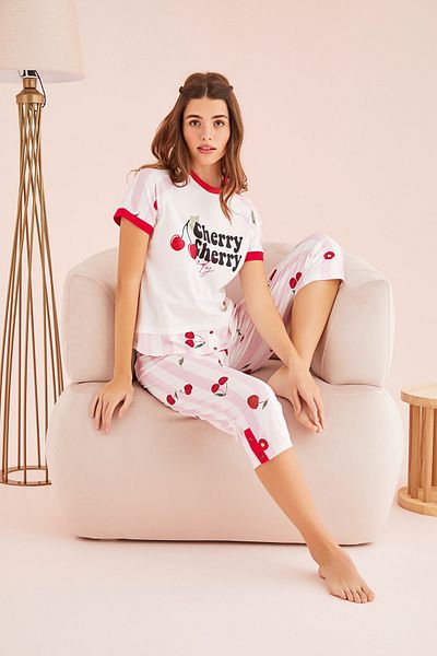 Sevim 13582 Model Printed Capri Set