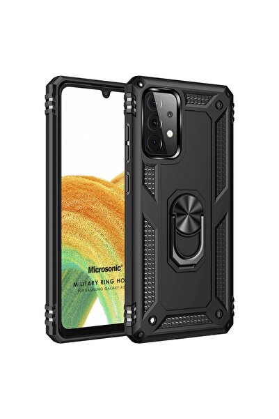 Microsonic Samsung Galaxy A73 5g Kılıf Military Ring Holder Siyah