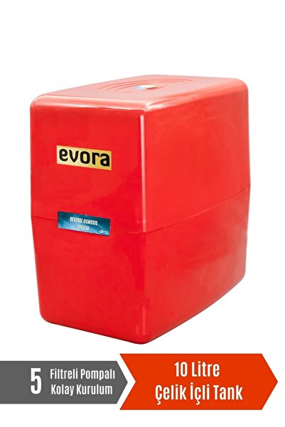 Evora 5 Filtreli 10 L Pompalı Kırmızı Kapalı Kasa Su Arıtma Cihazı