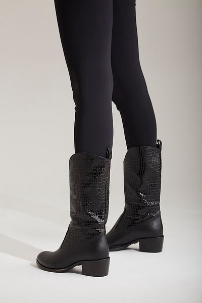 AYAKKABI PRENSİ Sweetie Black Matte 5 cm Γυναικείες Μπότες, Μπότες με τακούνι