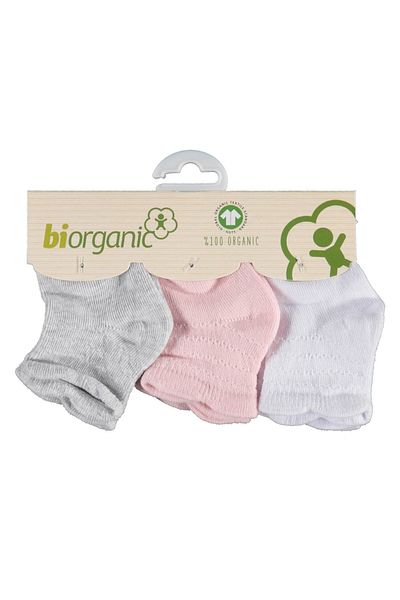 Biorganic Patterned Basic 3-Pack Baby Socks 68344