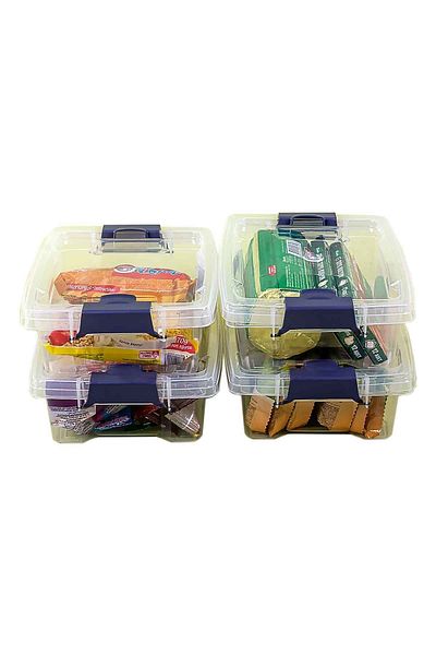 QUTU Q-lear Box 1.5 L Locking Quadruple Storage Box Set - transparent