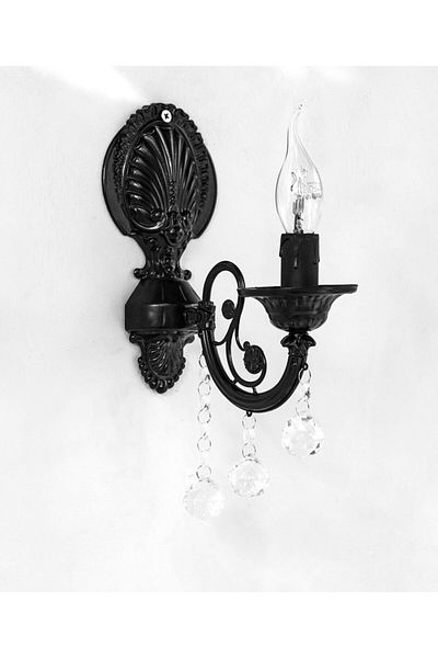 Berk Avize Lighting Berk Sconce - Black Cast Crystal Stone