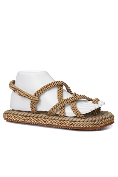 Nstil Gold Sandals 185 - Casual Women, Drawstring Braided Straw, Single Toe, ...