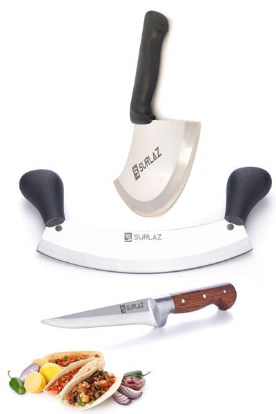 SürLaz Zırh Bıçak Seti Kıyma Bıçağı Pide Kesici Börek Bıçağı Et Bıçağı 3 Parça