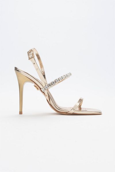 AYAKKABI PRENSİ Venatia Stone Light Gold 10 cm Women's Classic Heeled Shoes