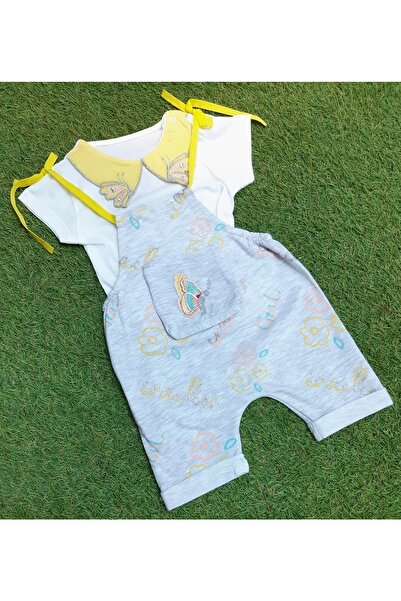 Sönmez Baby Kelebek Yakalı Kız Bebe Salopet Tulum