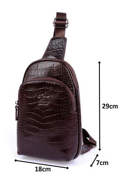 KANGAROO KINGDOM Body Bag Poster Backpack Genuine Calf Leather Crocodile Dark Brown Unisex 8155-ck