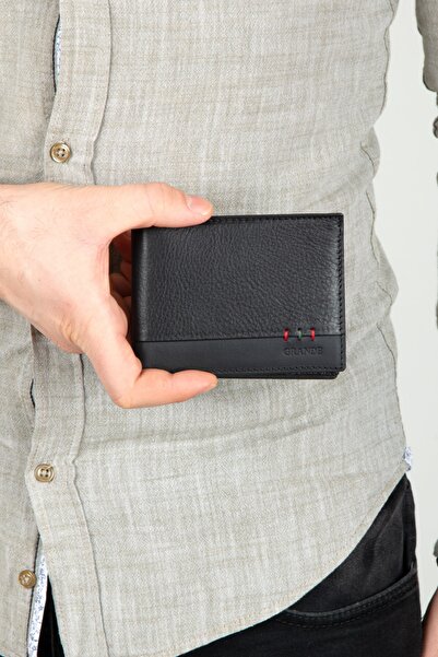 Grande 1812 100% Γνήσιο Δέρμα Άνδρες Πορτοφόλι Μαύροι