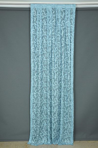 AKÇA TEKSTİL Sultan 2 Model Blue Color Single Wing Ready-made Planted Pleated Background Curtain 75*260 Cm