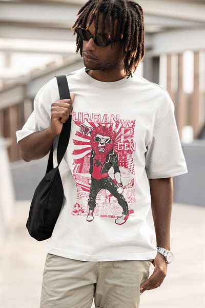 SUNFREE Λευκό μπλουζάκι Urban Printed Oversize Unisex