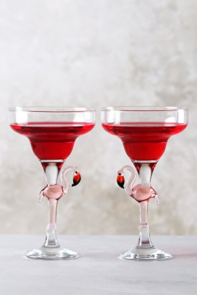 ADAMODART Flamingo Figürlü Margarita Kokteyl Kadehi 2’li Set