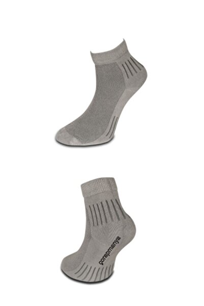 çorapmanya 6 Çift Yarım Konç Extra Yumuşak Gri Erkek Bambu Çorap Dikişsiz Bur...