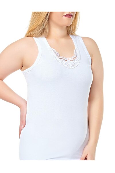 Seher Yıldızı Skd0012  Kadın Geniş Askı Hazır Yaka 6 Adet  Beyaz