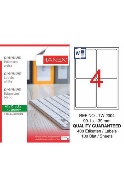 Tanex TW-2004 99.1x139 Mm Laser Label 100pcs